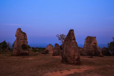 White stone in dusk at mor hin khao in chaiyaphum province,Thailandの写真素材