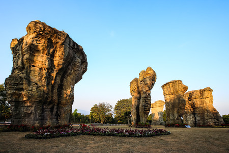 White stone at mor hin khao in chaiyaphum province,Thailandの写真素材