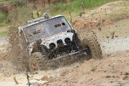 Mud splash in off road competitionの写真素材