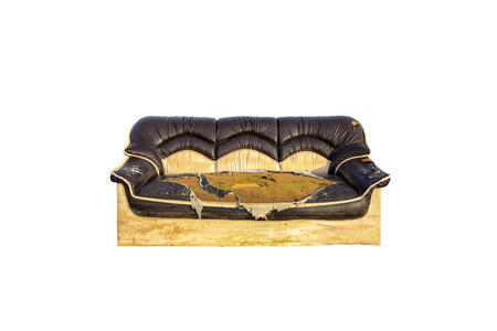 Old sofa on white backgroundの写真素材