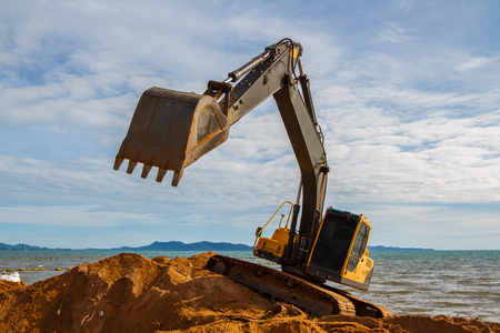 Excavator on construction siteの写真素材