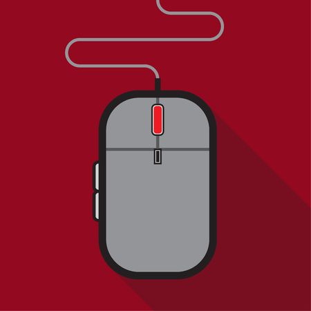 Mouse computer long shadow red backgroundのイラスト素材