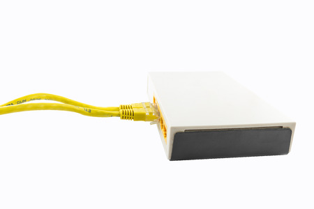 router and cable on white background.