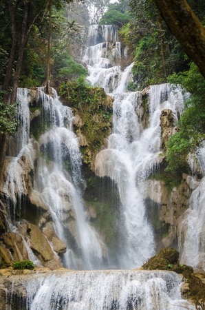 Tat Kuang Si waterfall or Kouangxi at Luang Prabang, Laos. It very beautiful waterfall in lao. it the most famous location for tourist and travelerの写真素材