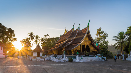 Wat Xieng Thong in evening at Luang Prabang, Laos (public temple). this temple is landmark of Laosのeditorial素材