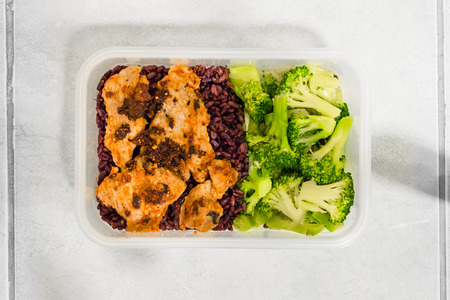 Meal Prep (Broccoli,Pork Meat only,Brown rice)の写真素材