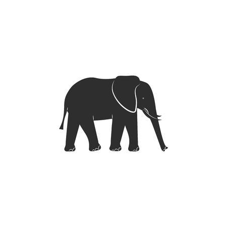 Flat style icon of elephant. Cute character for different design. Simple silhouette pictogram. Vector illustration.のイラスト素材