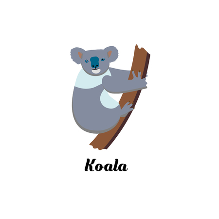 Cartoon style icon of koala. Cute character with text for different design. Vector illustration.のイラスト素材