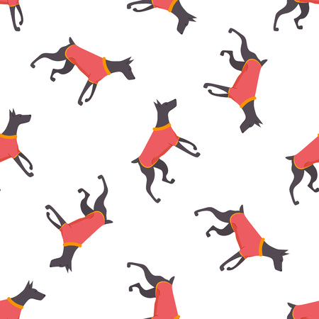 Seamless pattern with icons of dobermann. Simple background. Vector.のイラスト素材