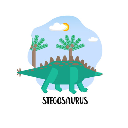 Flat icon of Stegosaurus. Pictogram of dinosaur. Vector.のイラスト素材
