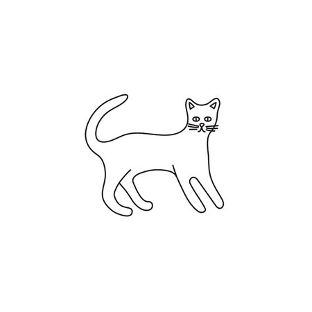 Cute character line style of cat. Simple icon of bengal breed.のイラスト素材
