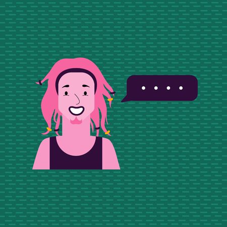 Avatar of smiling man in shirt with dreadlocks. Stylish guy talking.のイラスト素材