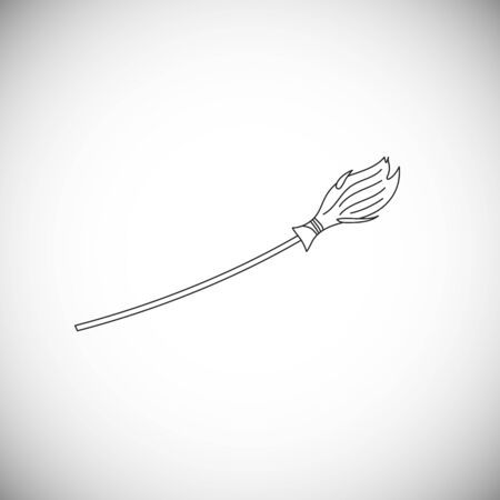 Simple line icon of witch broom for traditional christmas holiday Befana and Halloween card.のイラスト素材