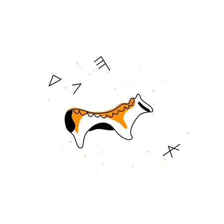 Ancient Greek pottery animal. Simple line icon of horse and pictograms.のイラスト素材