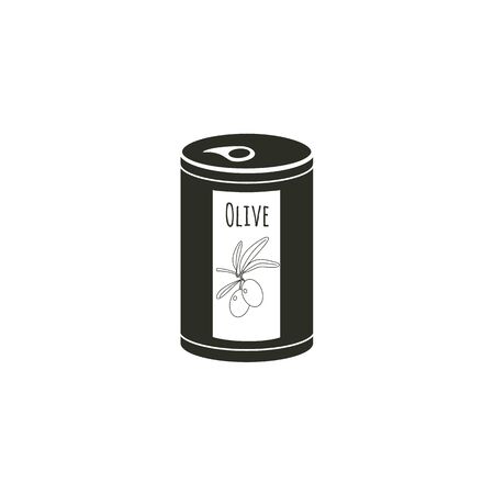 Black style icon of can with olive. Simple element for the festival card and different design.のイラスト素材