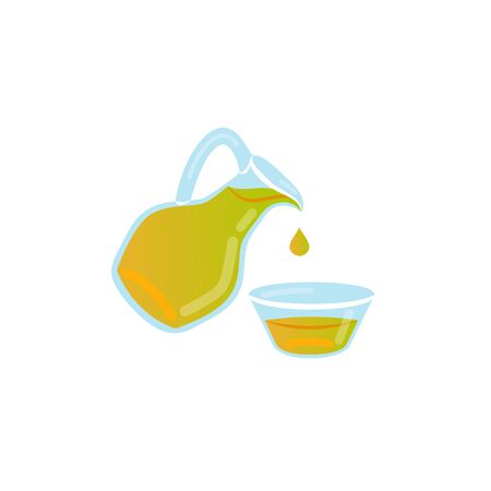 Cartoon style icon of jug with olive oil for different design.のイラスト素材