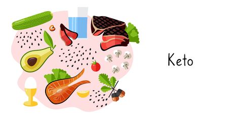 Template design card with different food for Keto.のイラスト素材