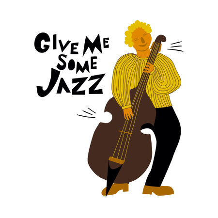Give me some jazz lettering and bass player.のイラスト素材