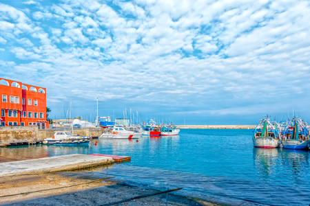 View of the italian old port city Monopoli - Italy, Puglia. Adriatic seaの写真素材