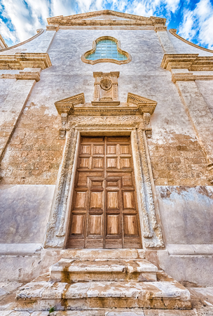St. Salvatore church in old town fortress of Monopoli, Puglia, Italy.の写真素材