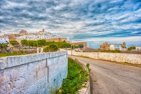 Panoramic view of the white and old city of Ostuni, Puglia, Italyの写真素材