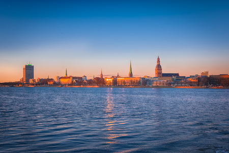 Panoramic view of the old Riga townの写真素材