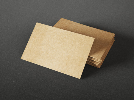Cardboard business cards on dark backgroundの写真素材