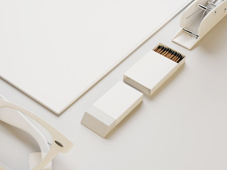 Set of blank identity elements. 3D rendering