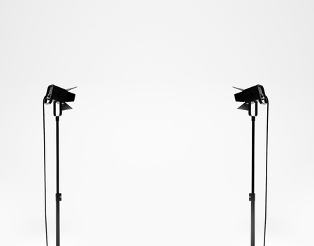 White studio room with lights on empty background