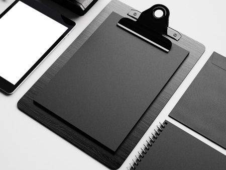 Set of blank classic elements on the white background. Vintage style, tablet, smartphoneの写真素材