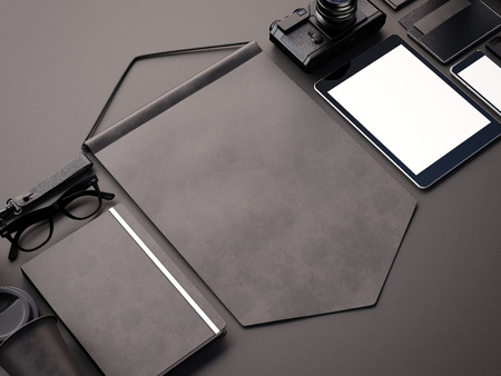 Set of generic design elements on the black background.の写真素材