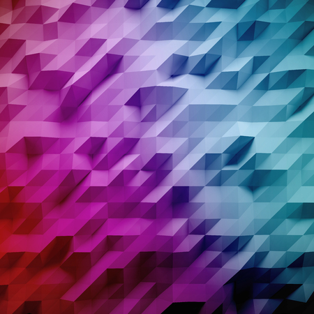 Photo of highly detailed multicolor polygon. Blue, violet geometric rumpled triangular low poly...