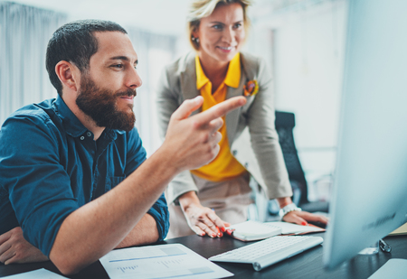 Happy Business people meeting concept.Blurred background. Horizontal.の写真素材