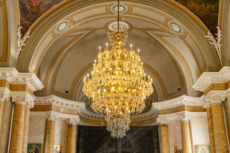 large chandelier in the Orthodox Church.