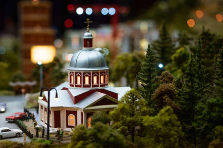 Christian temple in miniature, blurred background soft focusの写真素材