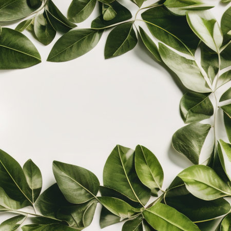 White template podium mockup for natural organic cosmetic product presentation advertising concept on green eco forest forest fresh leaves Nature flat background, trendy stylish minimalistの写真素材