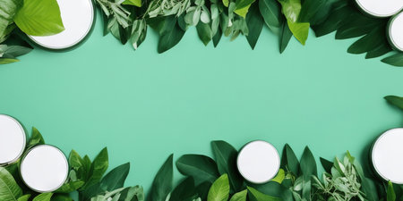 White round template podium mockup for natural organic cosmetic product presentation advertising...