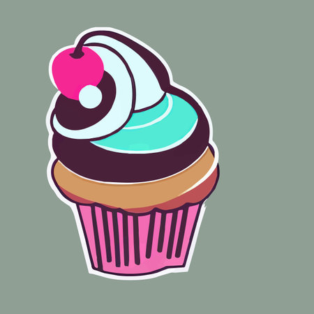Cupcakes Template, Cupcake Bakery Brochure, Cupcake Shop Menu Design, Restaurant Banner with illustration of fresh sweet cupcakes on stylish background. Vector illustrationのイラスト素材
