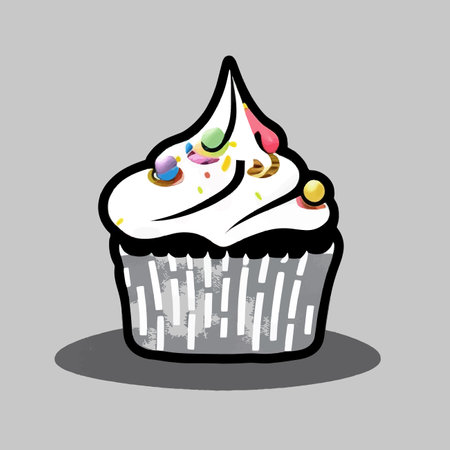 Cupcakes Template, Cupcake Bakery Brochure, Cupcake Shop Menu Design, Restaurant Banner with illustration of fresh sweet cupcakes on stylish background. Vector illustrationのイラスト素材