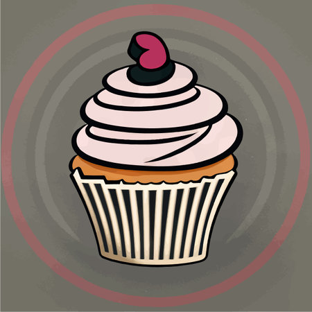 Cupcakes Template, Cupcake Bakery Brochure, Cupcake Shop Menu Design, Restaurant Banner with illustration of fresh sweet cupcakes on stylish background. Vector illustrationのイラスト素材