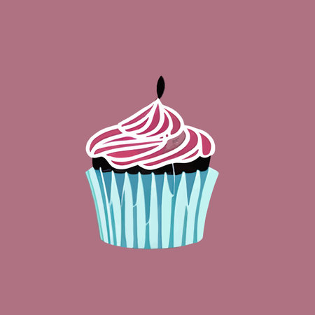 Cupcake icon. Version cupcake vector icon on colored background. Small cake designed to serve one person. Vector illustrationのイラスト素材