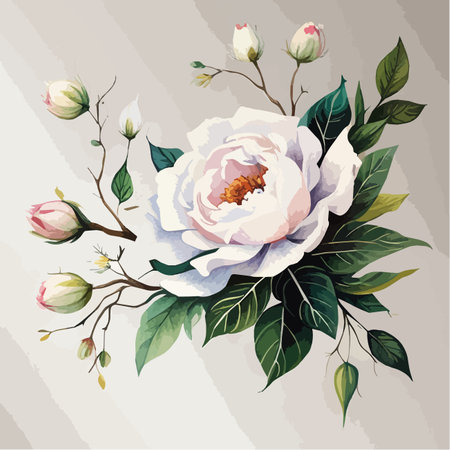 Colored with bouquet peonies. On colored background. Floral vintage bouquet. Vector illustration for greeting cards, wedding invitation cards and summer backgrounds.のイラスト素材