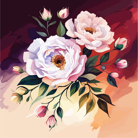 Colored with bouquet peonies. On colored background. Floral vintage bouquet. Vector illustration for greeting cards, wedding invitation cards and summer backgrounds.のイラスト素材