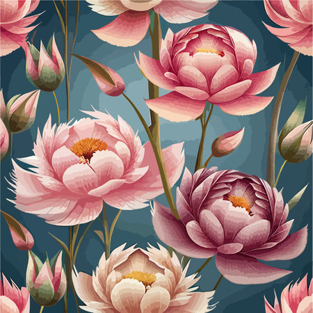 Vintage Wedding bouquet. Pink Peony, flowers vector illustrations on a colored backgroundのイラスト素材