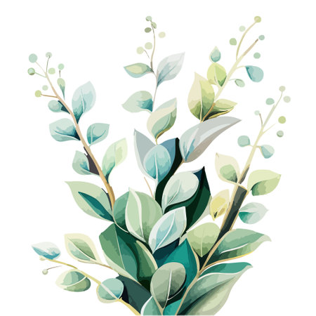 Watercolor floral bouquet illustration blush flower green leaf leaves branches bouquets collection. Wedding stationary, greetings, wallpapers, fashion, white background. Vector illustrationのイラスト素材
