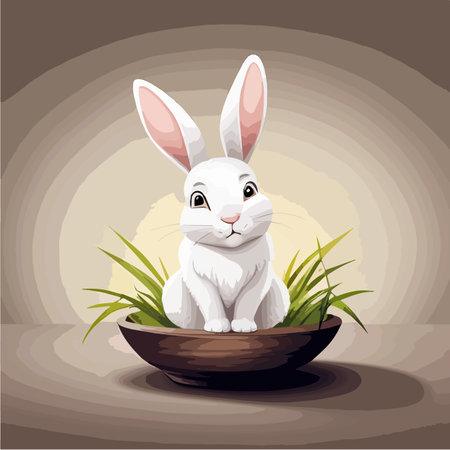 Happy cartoon Easter bunny with colorful on colored background. Vector illustrationのイラスト素材