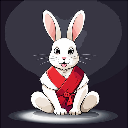 Bunny on color background cartoon vector illustration spring-themed illustration featuring adorable and rabbitのイラスト素材