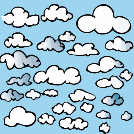 Set of Cloud Icons in trendy flat style isolated on background. Cloud symbol for your web site design, logo, app, UI. Vector illustration, EPS10.のイラスト素材