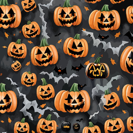 Happy Halloween pumpkins lantern bats web banner with grunge background. EPS10 Vector illustration paternのイラスト素材