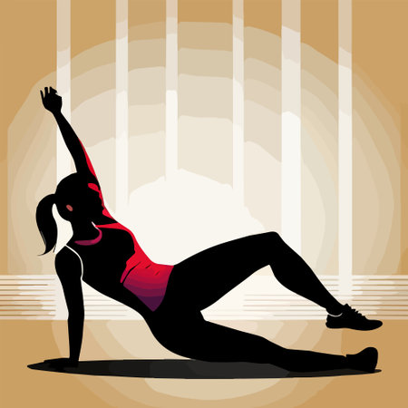 Young woman working out doing exercises at home on floor in healthy Daily Life concept vector cartoon illustrationのイラスト素材